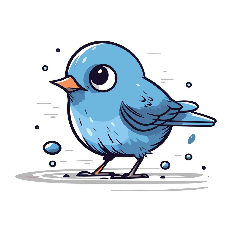 schattig blauw vogel tekenfilm vector illustratie. geïsoleerd Aan wit achtergrond