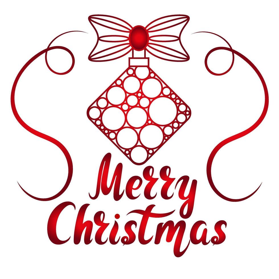 merry christmas-wenskaart met handschrift vector