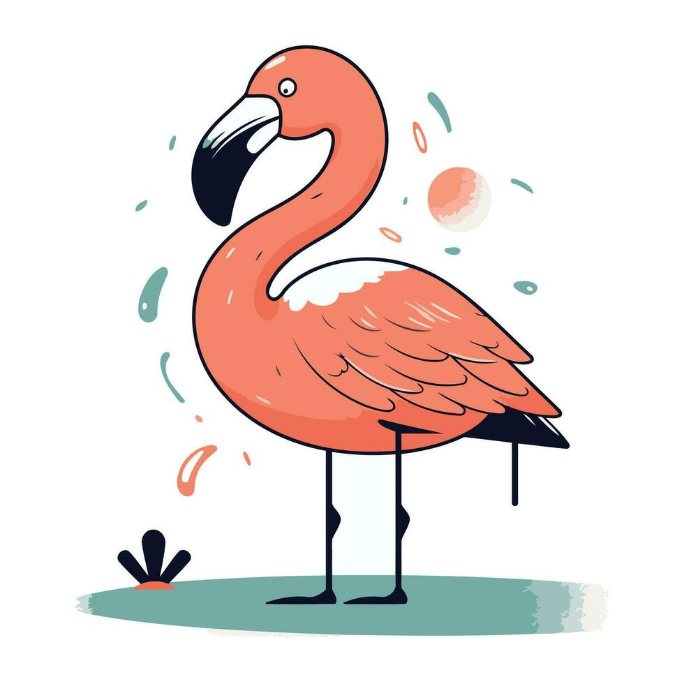 flamingo vector illustratie. schattig tekenfilm flamingo. vector illustratie