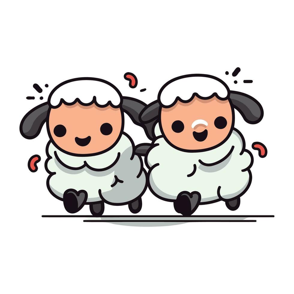 schapen familie. schattig tekenfilm karakter. vlak ontwerp. vector illustratie