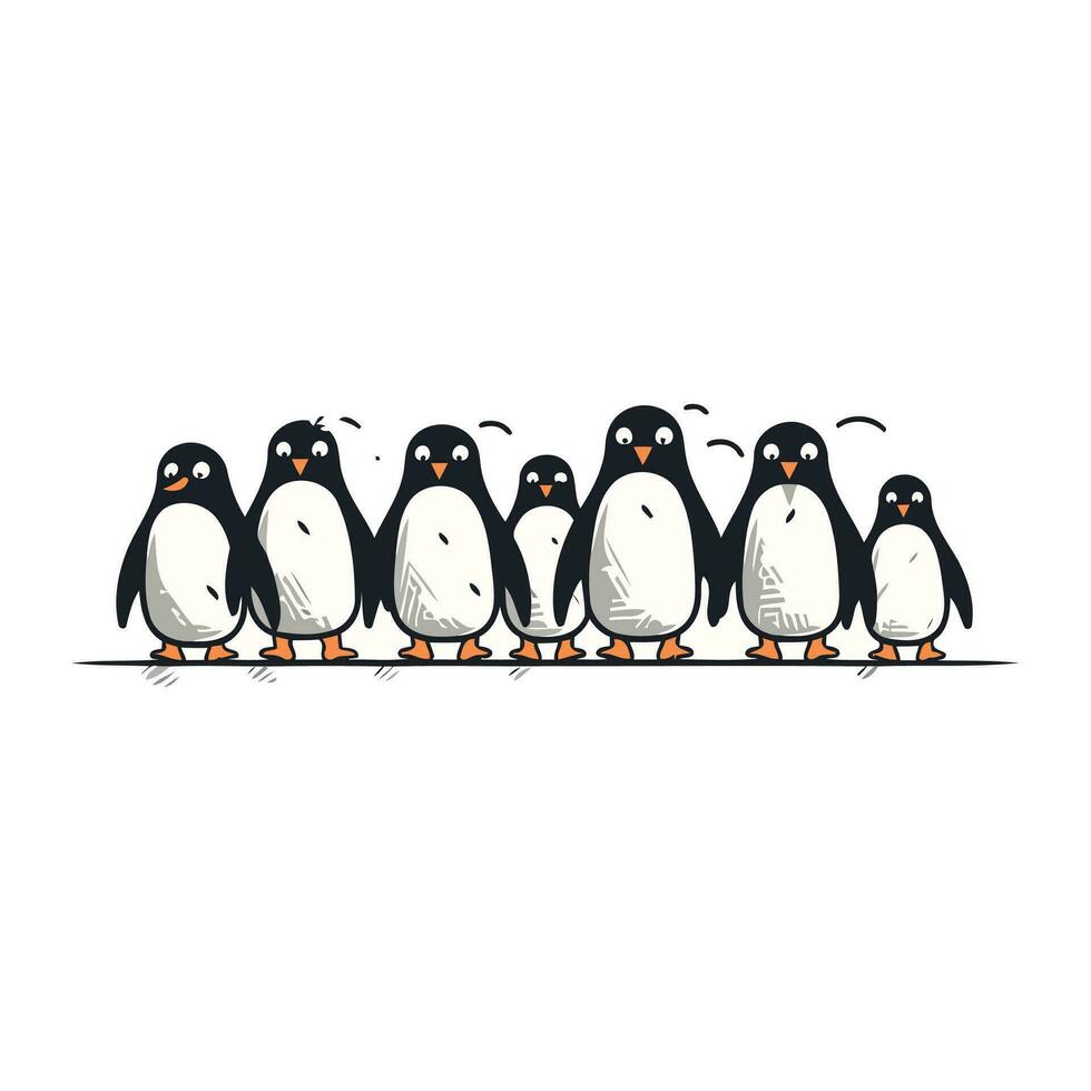 pinguïns familie geïsoleerd Aan wit achtergrond. vector illustratie in tekenfilm stijl.