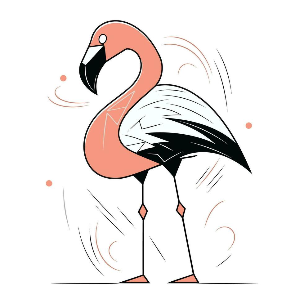 flamingo vogel. vector illustratie van een flamingo Aan een wit achtergrond.