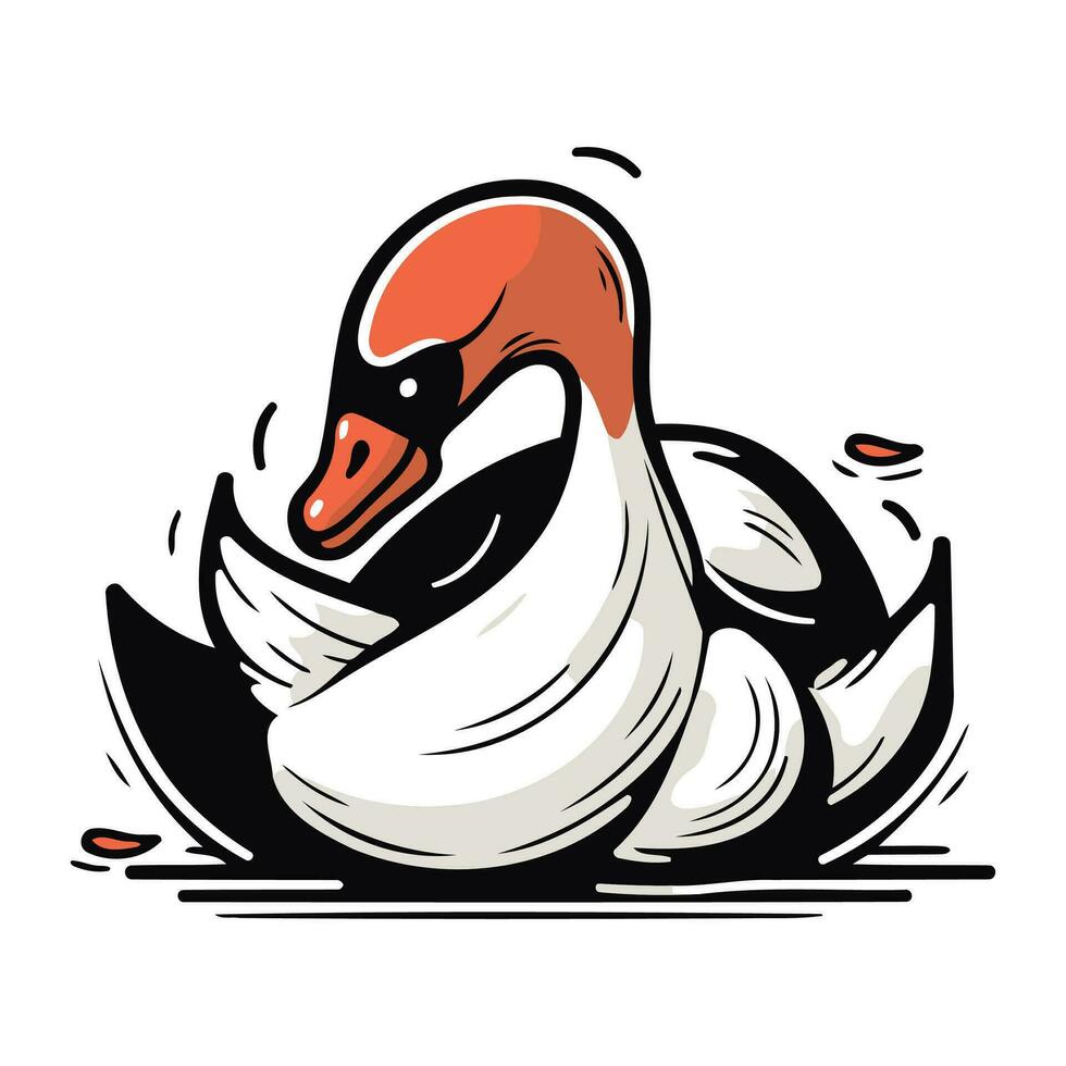 zwaan Aan een wit achtergrond. vector illustratie van een zwaan.
