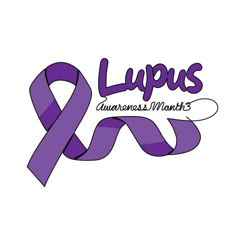 een doorlopend lijn tekening van lupus bewustzijn maand met wit achtergrond. lupus bewustzijn maand ontwerp in gemakkelijk lineair stijl. lupus bewustzijn maand ontwerp concept voor medisch vector illustratie.