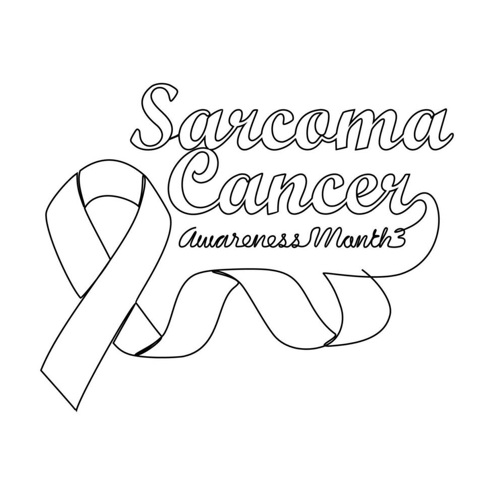 een doorlopend lijn tekening van sarcoom kanker bewustzijn maand met wit achtergrond. bewustzijn lint ontwerp in gemakkelijk lineair stijl. gezondheidszorg en medisch ontwerp concept vector illustratie.