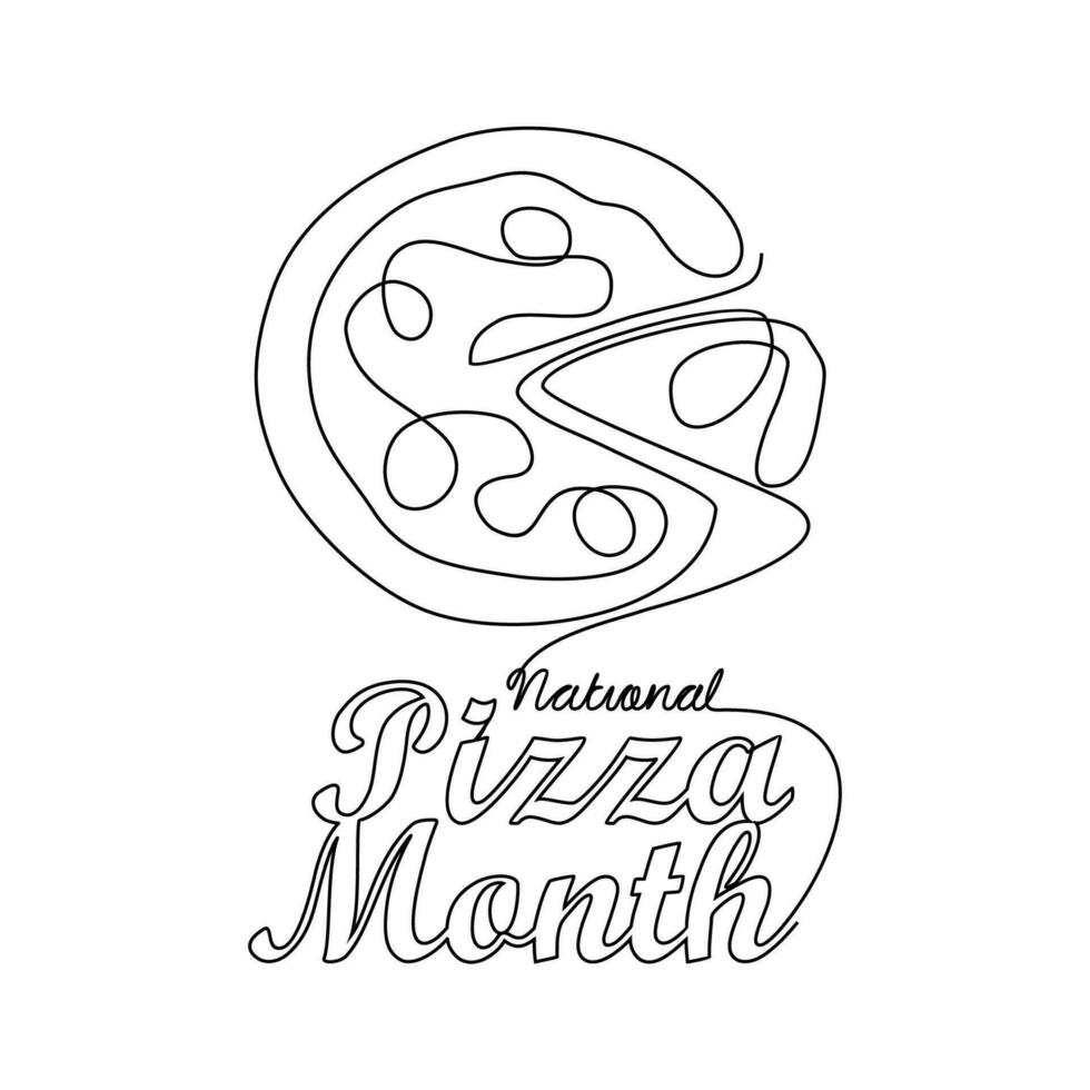 een doorlopend lijn tekening van nationaal pizza maand met wit achtergrond. nationaal pizza maand ontwerp in gemakkelijk lineair stijl. nationaal pizza maand ontwerp concept vector illustratie.