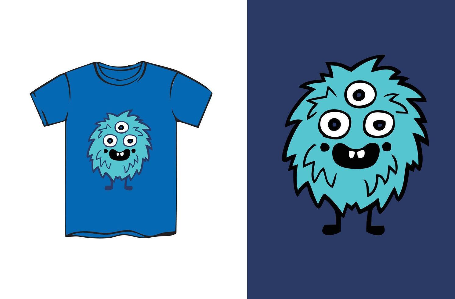 kinderen kleding ontwerp, tekening kunst monster karakter met lucht blauw vacht vector