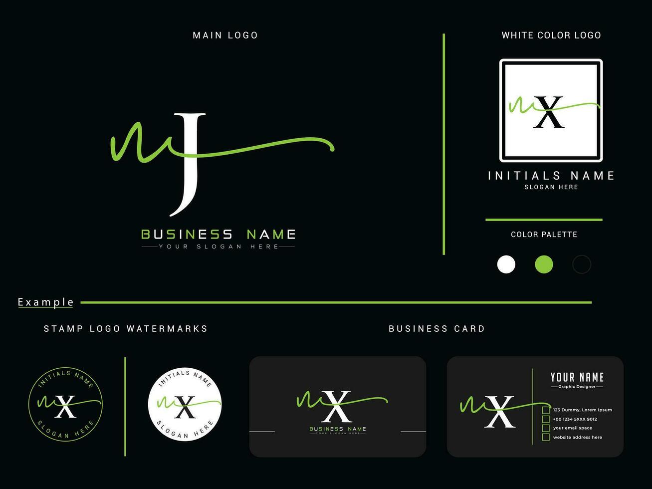 eerste mode nj logo icoon, luxe nj modern handtekening logo en presentatie vector