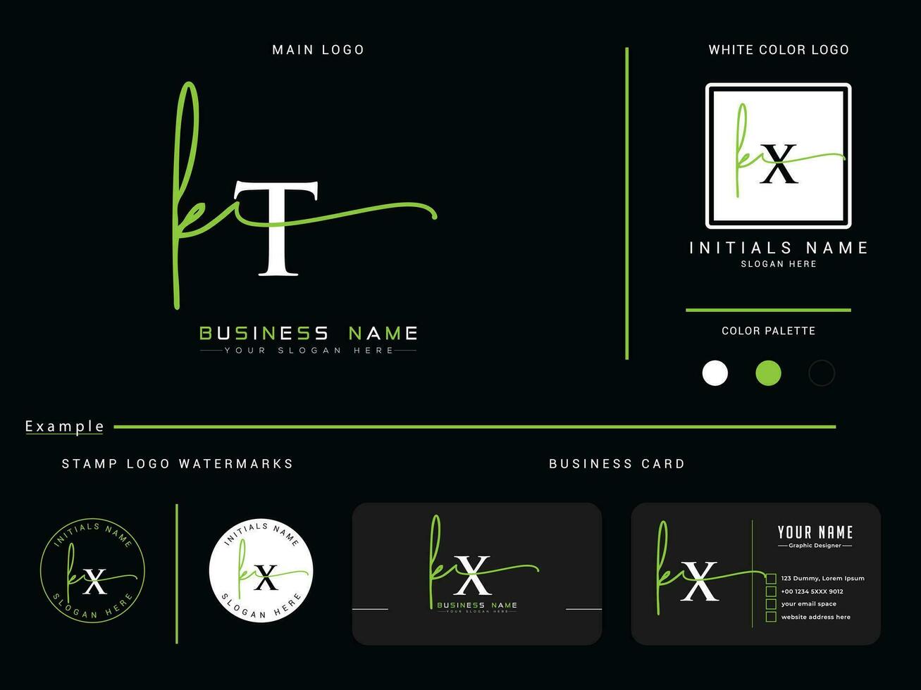 monogram kt handtekening logo, minimalistische kt luxe kleding logo vector