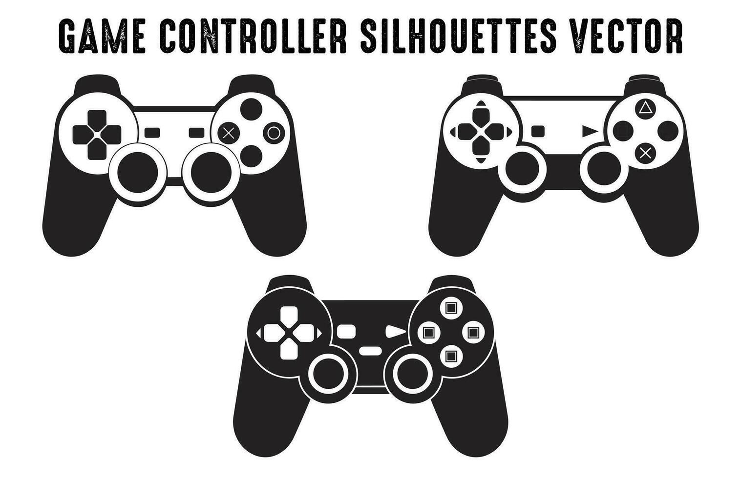 vrij video spel controleur geïsoleerd silhouetten, spel troosten silhouetten bundel, vector gamepad zwart silhouet verzameling