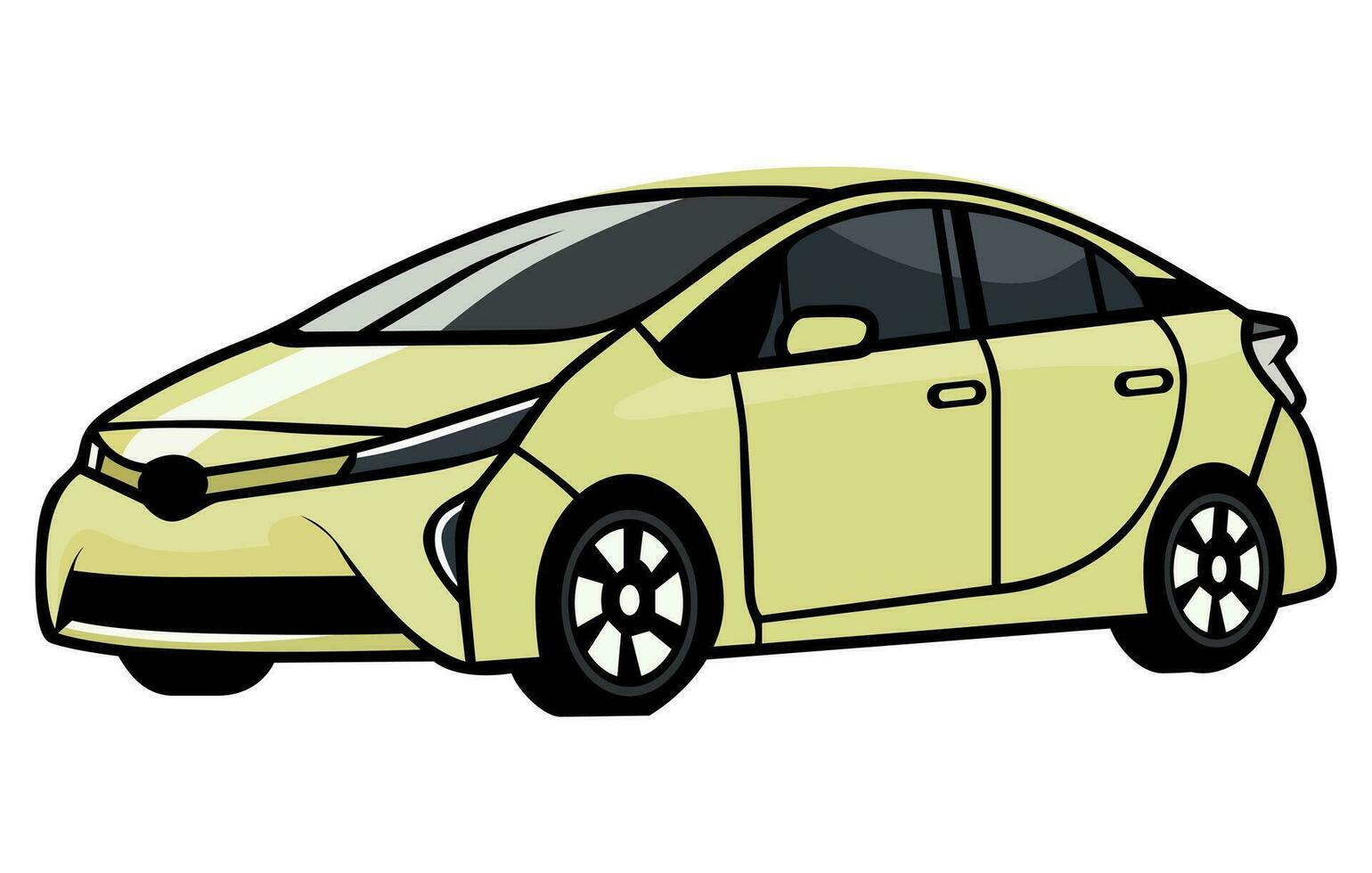 prius auto's vector illustratie, vector illustratie van een populair hybride auto,