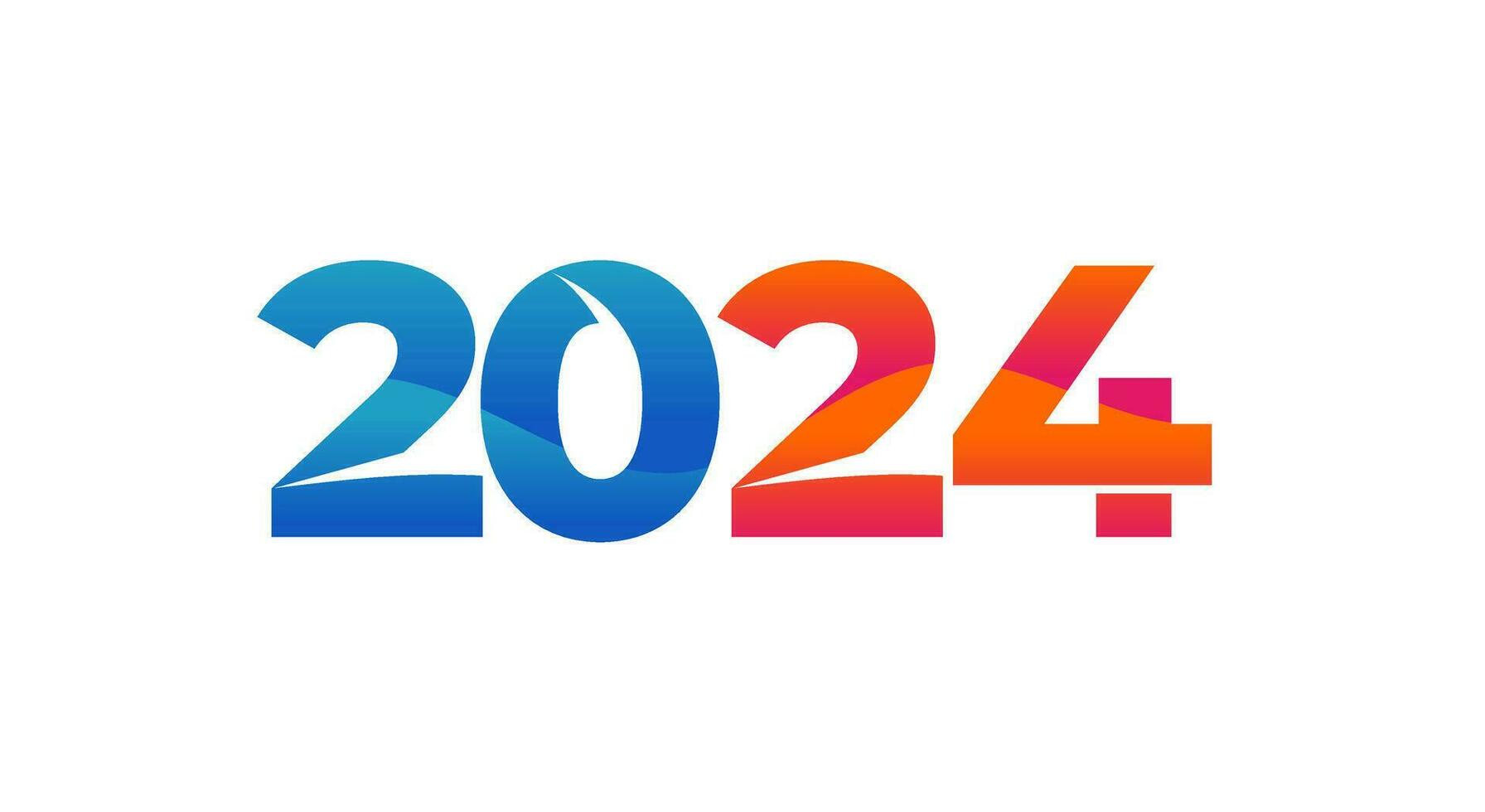 creatief helling tekst 2024 nieuw jaar ontwerp vector