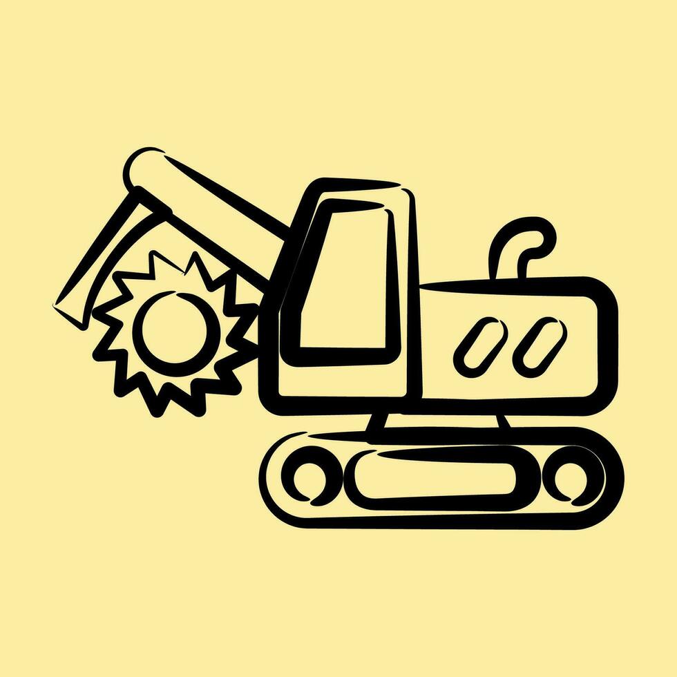 icoon sleuvengraver machine. zwaar uitrusting elementen. pictogrammen in hand- getrokken stijl. mooi zo voor afdrukken, affiches, logo, infografieken, enz. vector