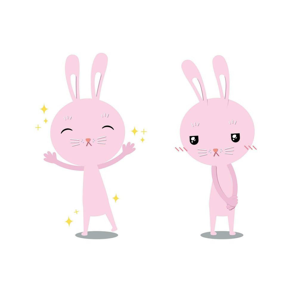 konijn roze perfect en verlegen vector