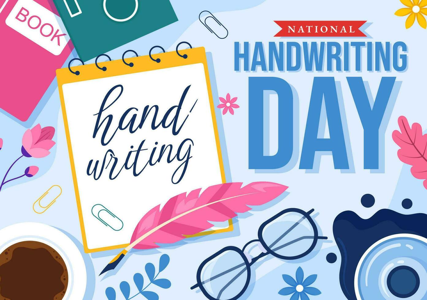 nationaal handschrift dag vector illustratie Aan 23 januari met inkt, pen en papier voor schrijven in vlak tekenfilm hand- getrokken achtergrond ontwerp