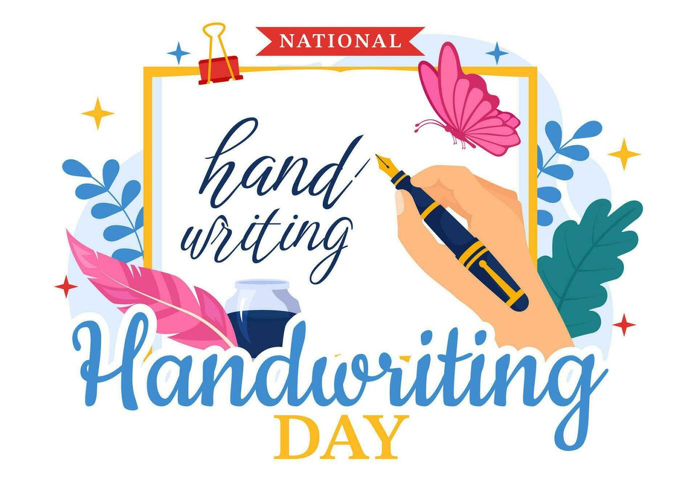 nationaal handschrift dag vector illustratie Aan 23 januari met inkt, pen en papier voor schrijven in vlak tekenfilm hand- getrokken achtergrond ontwerp