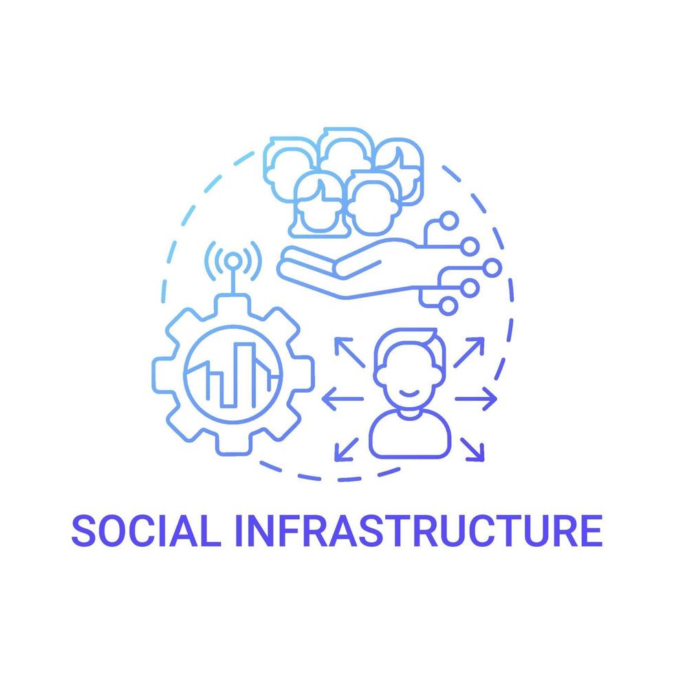sociale infrastructuur gradiënt blauw concept icoon vector