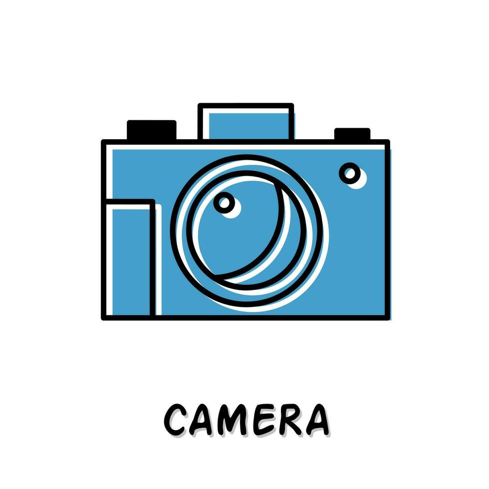 camera icoon illustratie. blauw kleur illustratie ontwerp. vector