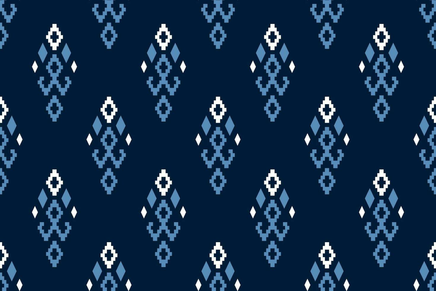 indigo marine blauw meetkundig traditioneel etnisch patroon ikat naadloos patroon grens abstract ontwerp voor kleding stof afdrukken kleding jurk tapijt gordijnen en sarong aztec Afrikaanse Indisch Indonesisch vector