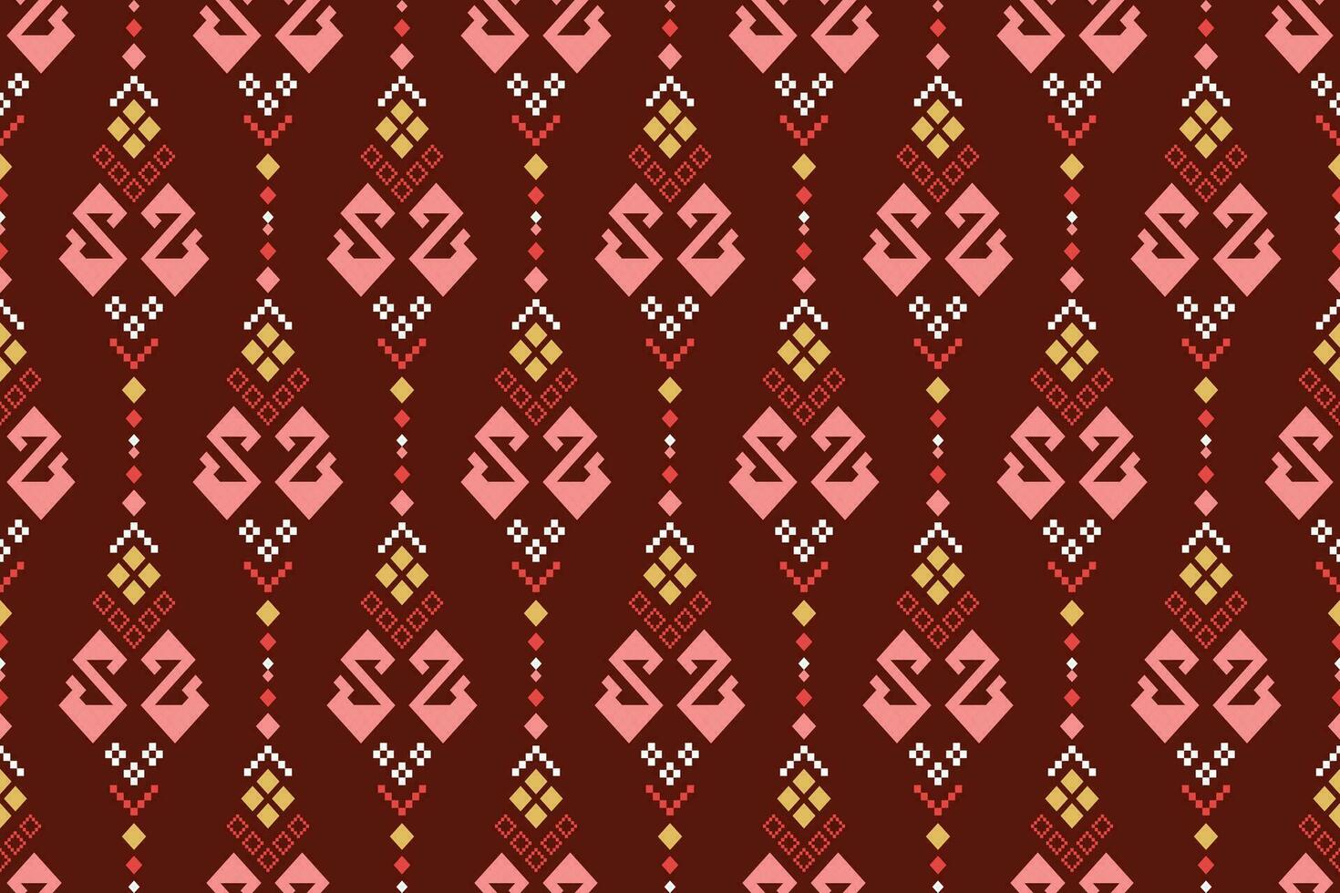 rood traditioneel etnisch patroon paisley bloem ikat achtergrond abstract aztec Afrikaanse Indonesisch Indisch naadloos patroon voor kleding stof afdrukken kleding jurk tapijt gordijnen en sarong vector