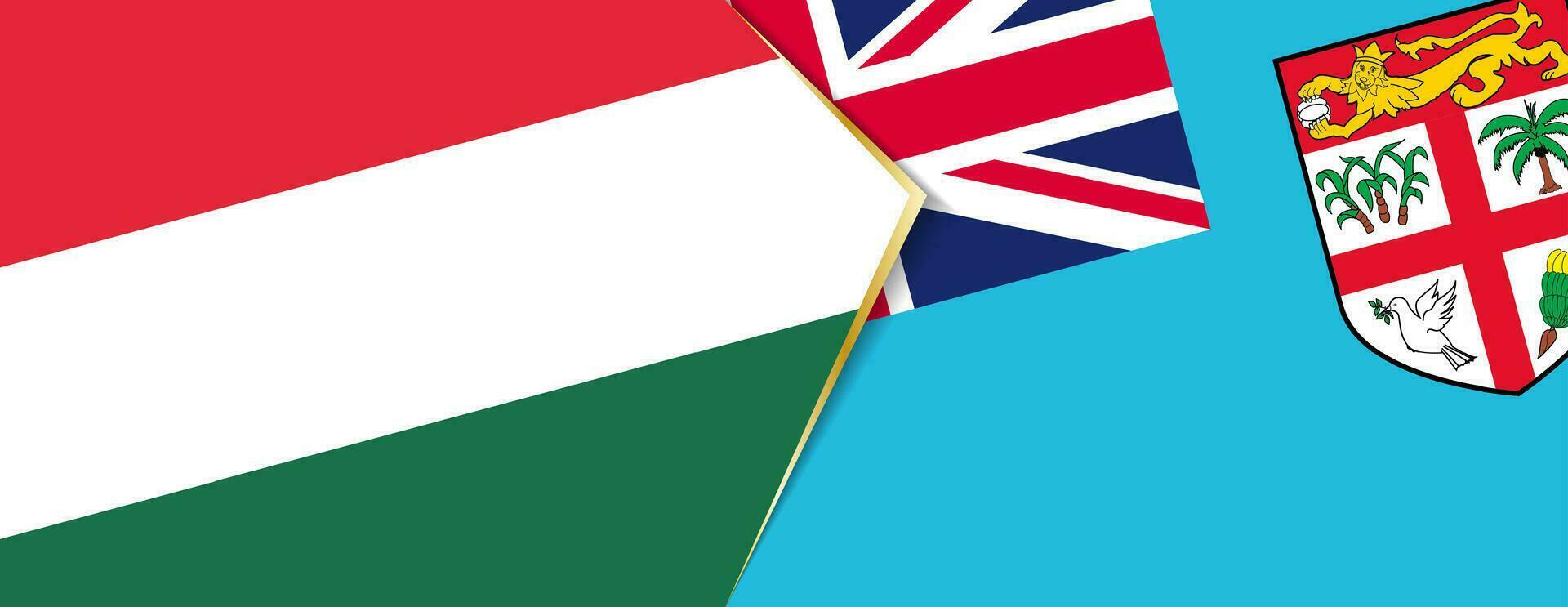 Hongarije en fiji vlaggen, twee vector vlaggen.