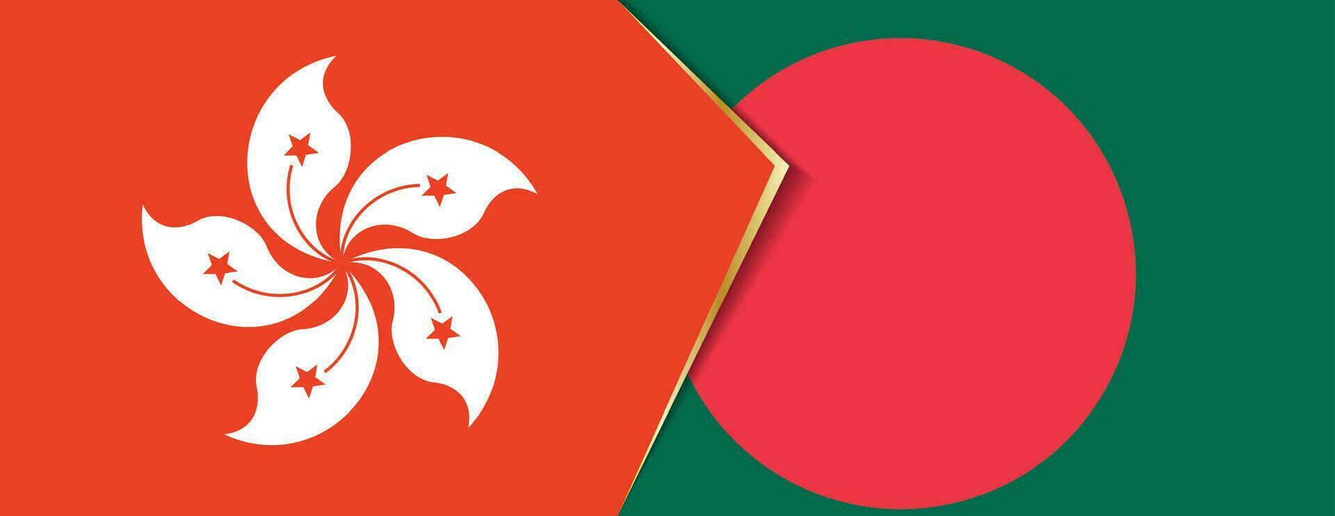 hong Kong en Bangladesh vlaggen, twee vector vlaggen.