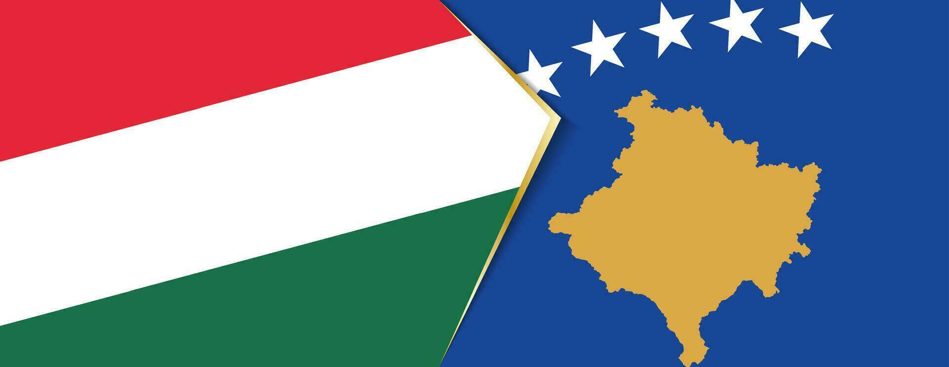 Hongarije en Kosovo vlaggen, twee vector vlaggen.