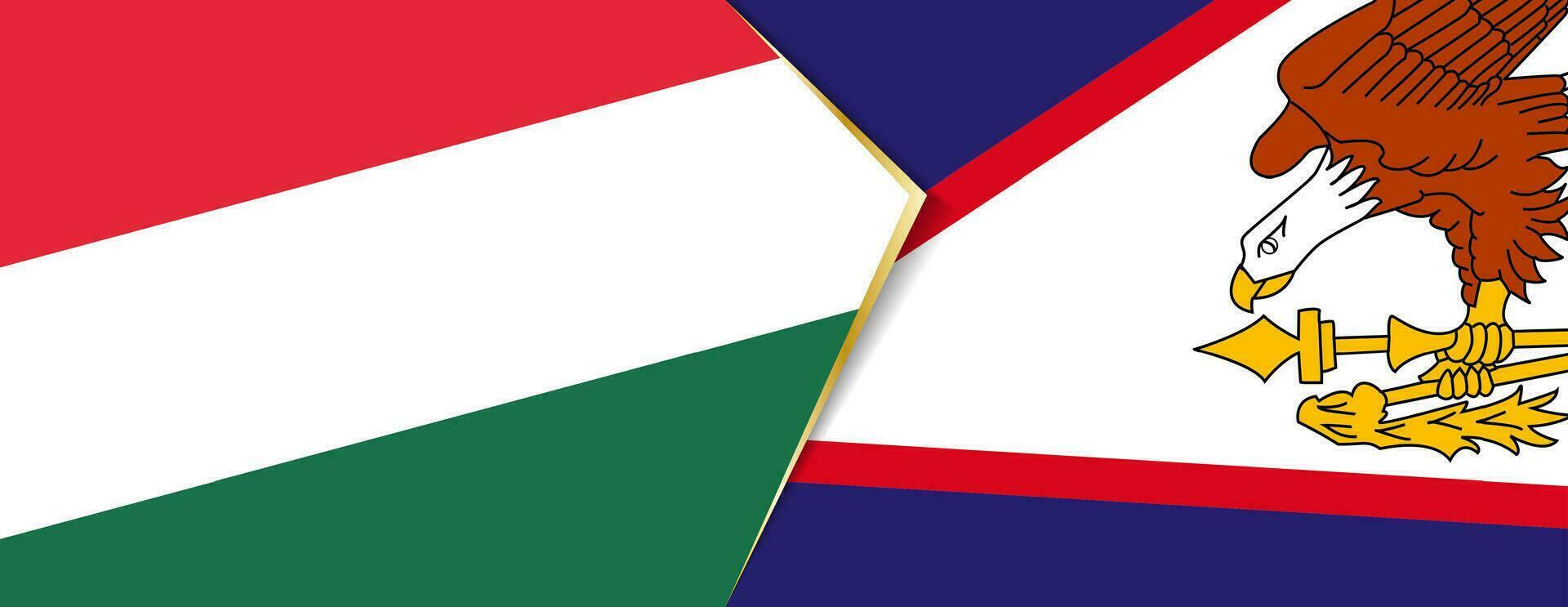 Hongarije en Amerikaans Samoa vlaggen, twee vector vlaggen.