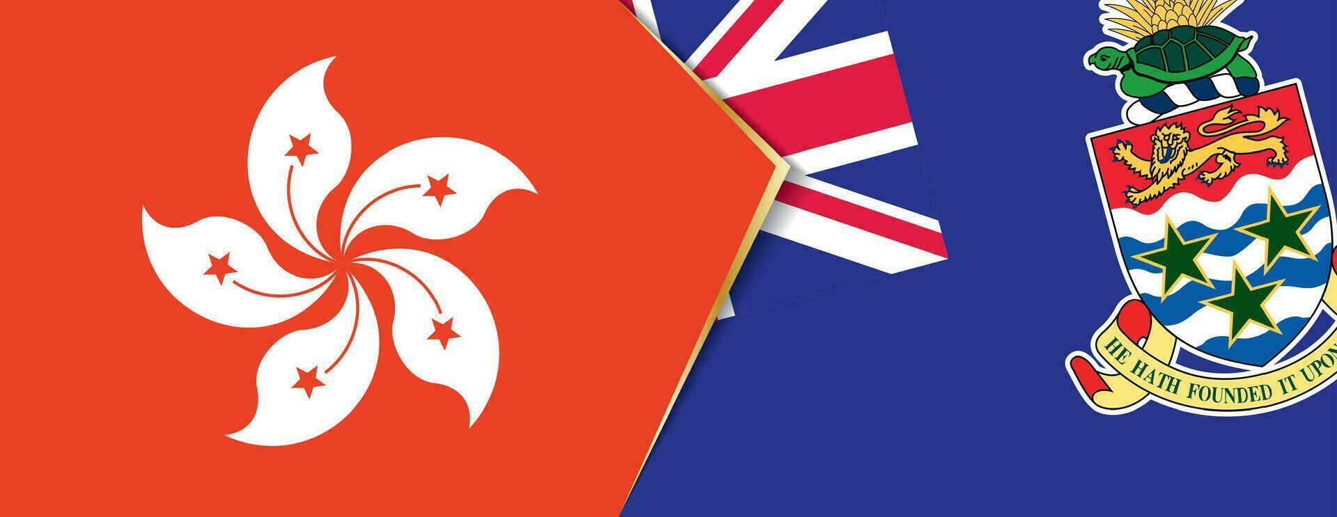 hong Kong en kaaiman eilanden vlaggen, twee vector vlaggen.