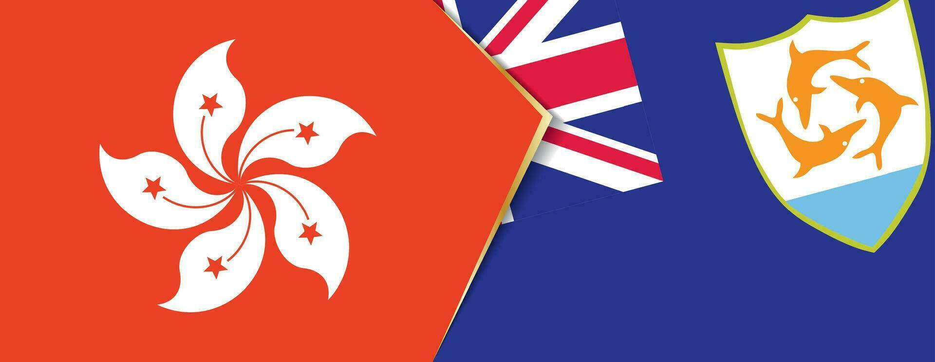 hong Kong en Anguilla vlaggen, twee vector vlaggen.