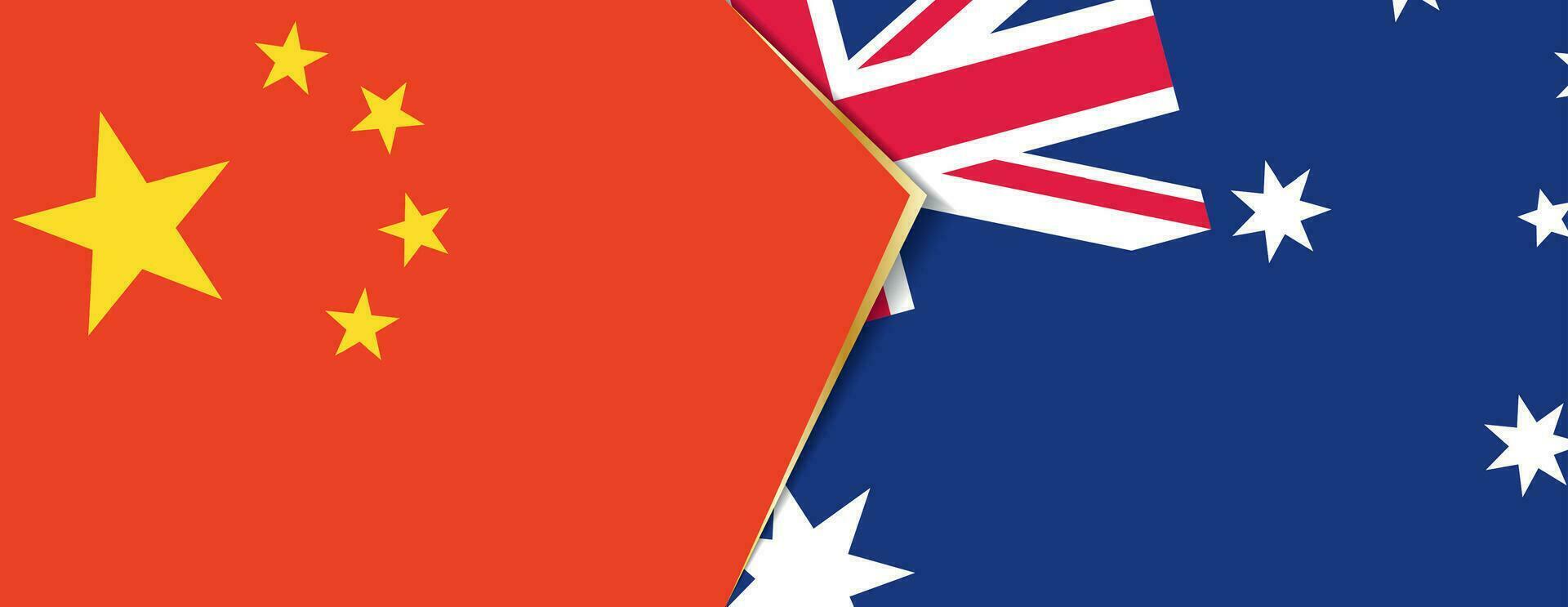 China en Australië vlaggen, twee vector vlaggen.