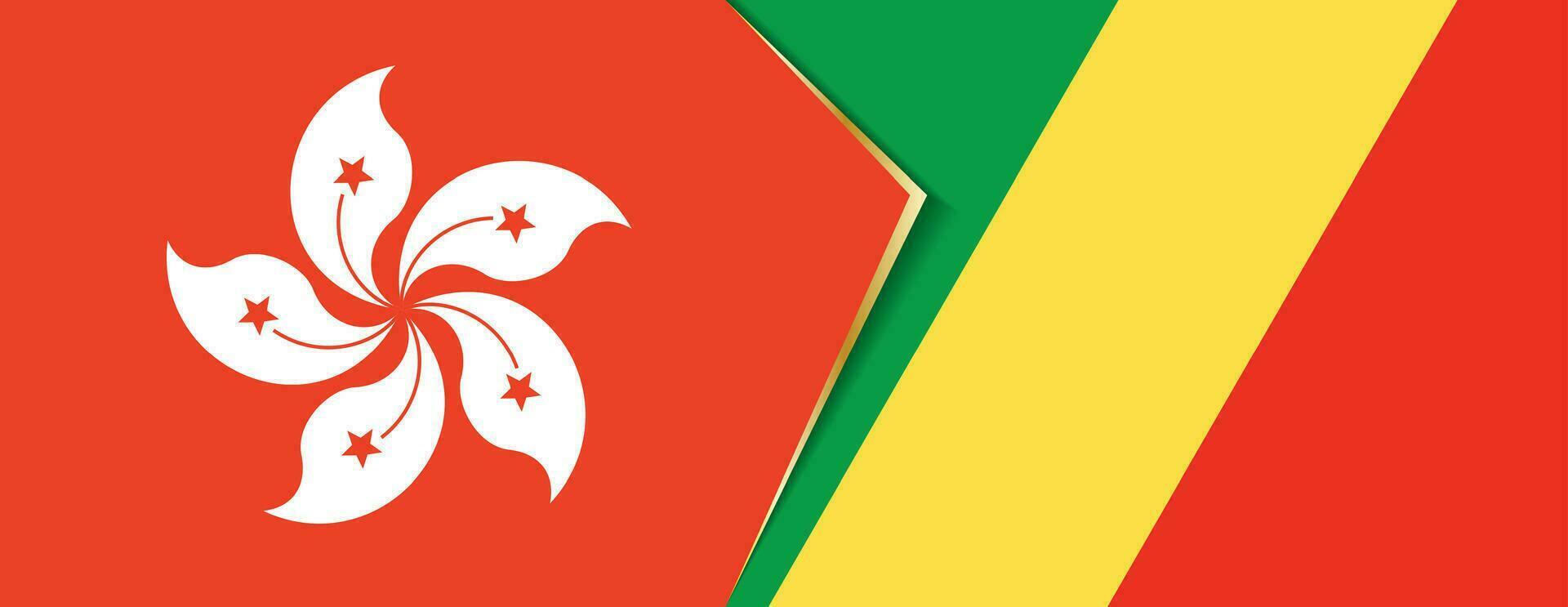 hong Kong en Congo vlaggen, twee vector vlaggen.