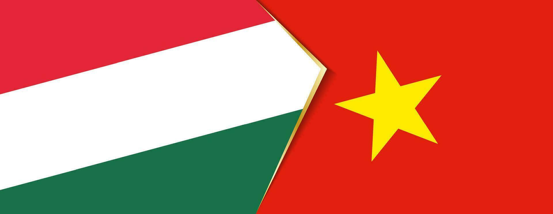 Hongarije en Vietnam vlaggen, twee vector vlaggen.