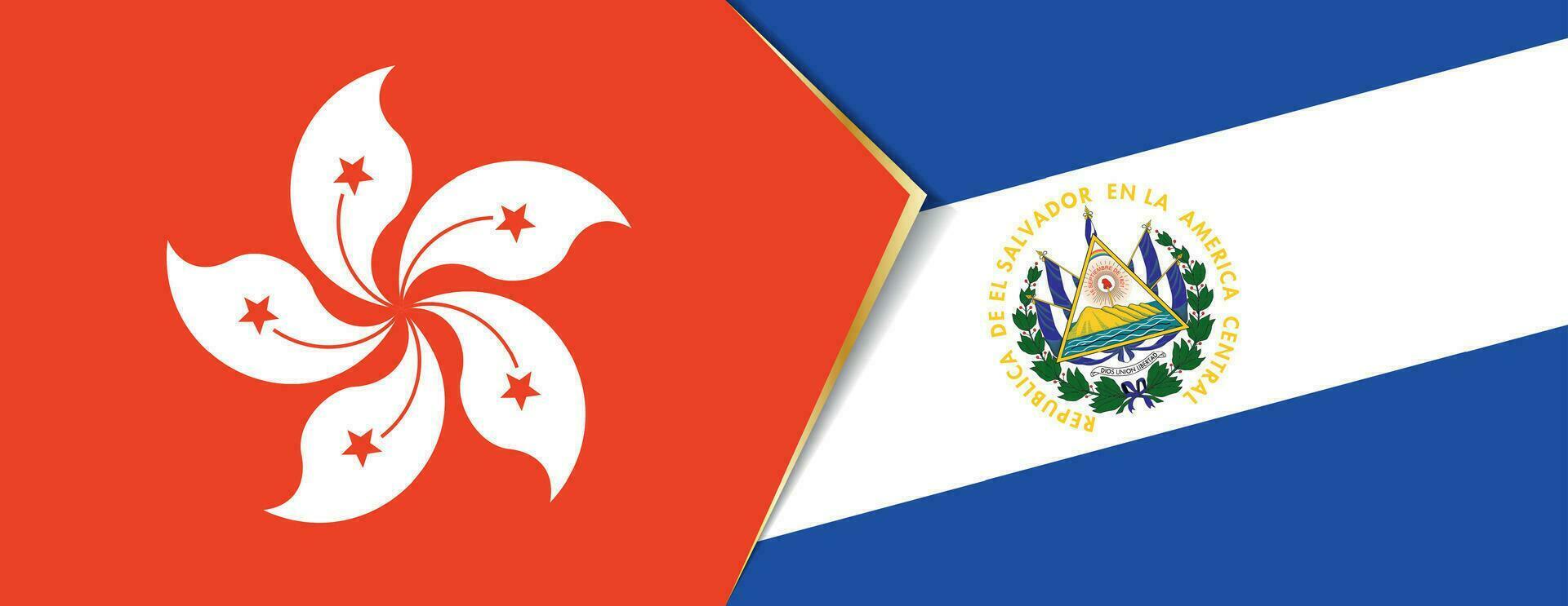 hong Kong en el Salvador vlaggen, twee vector vlaggen.