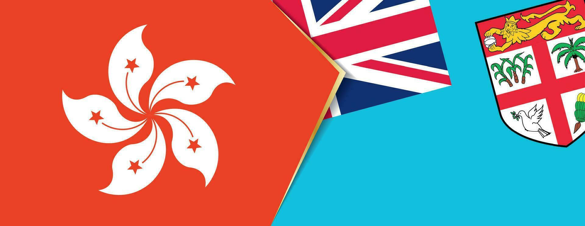 hong Kong en fiji vlaggen, twee vector vlaggen.