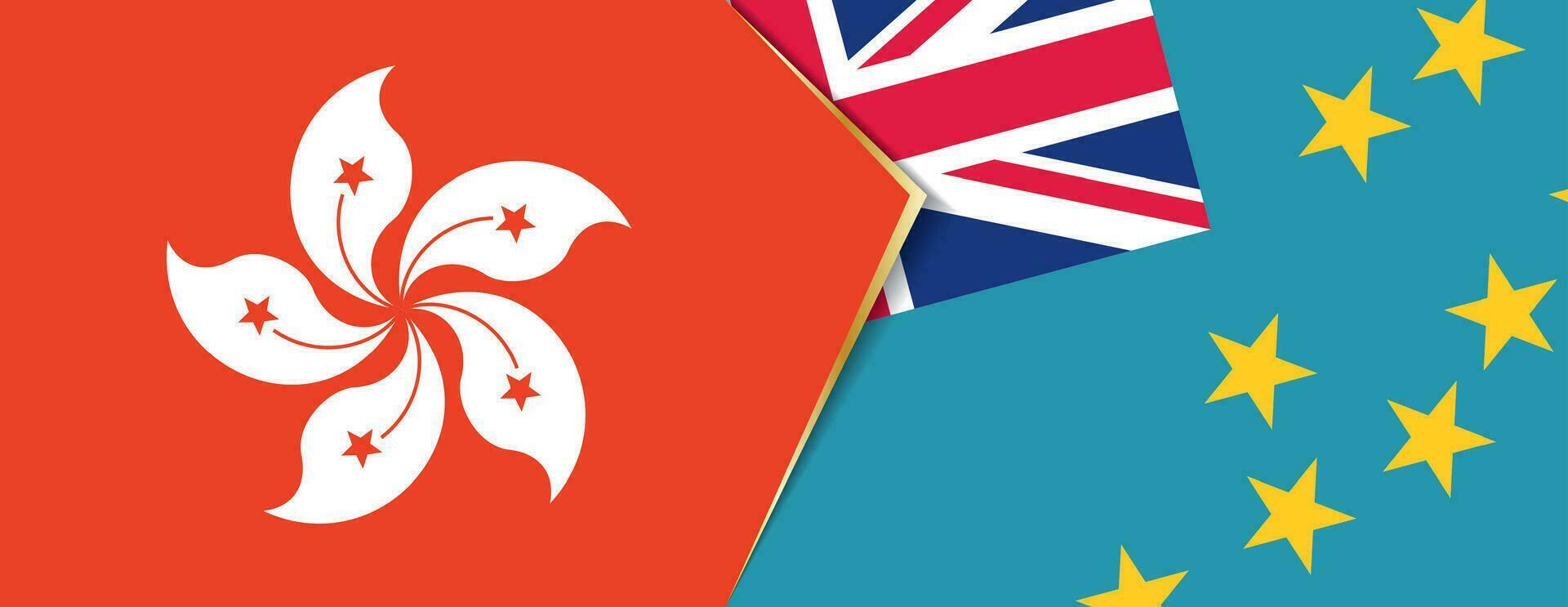 hong Kong en Tuvalu vlaggen, twee vector vlaggen.