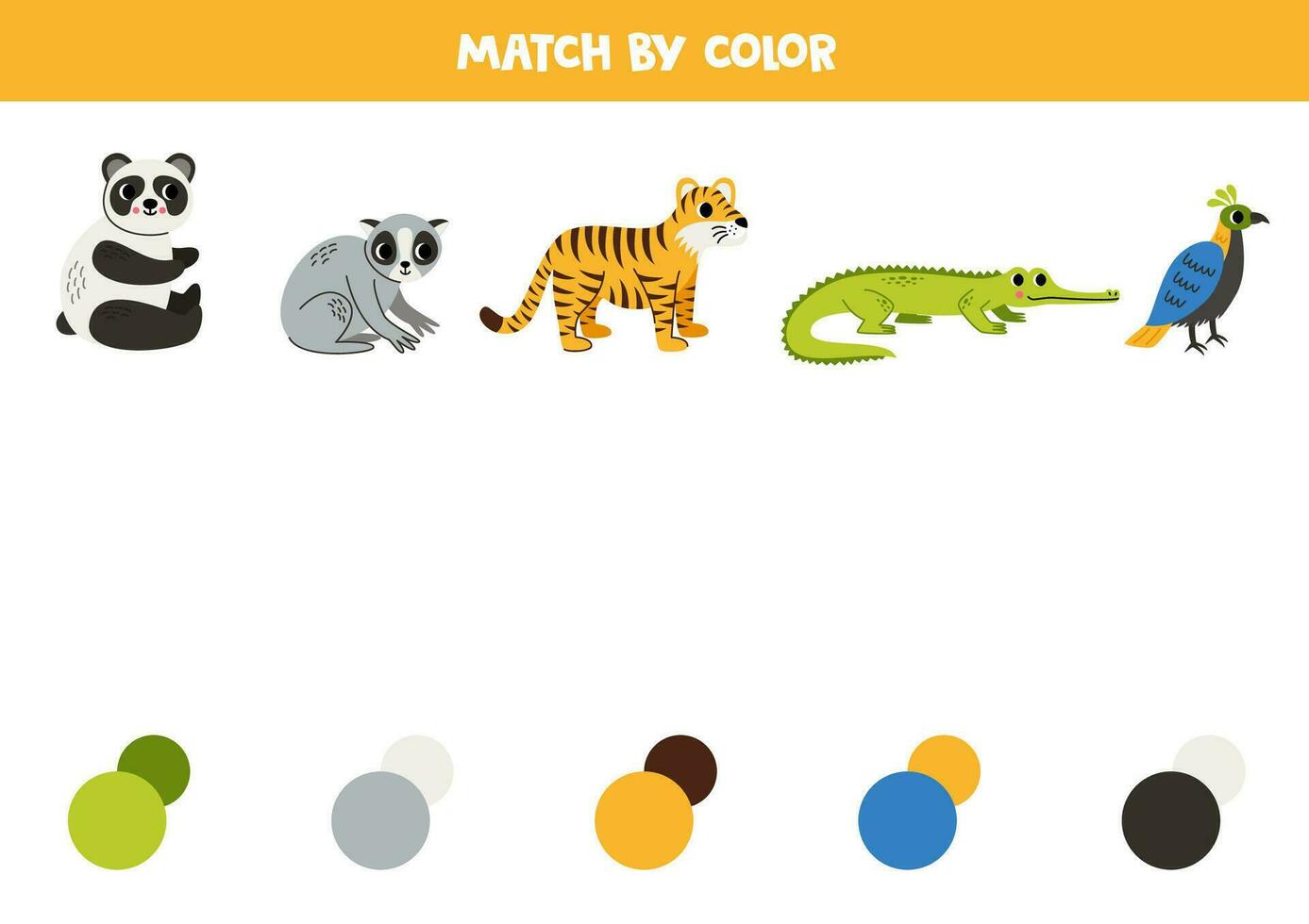 bij elkaar passen Aziatisch dieren en kleuren. leerzaam spel voor kleur herkenning. vector