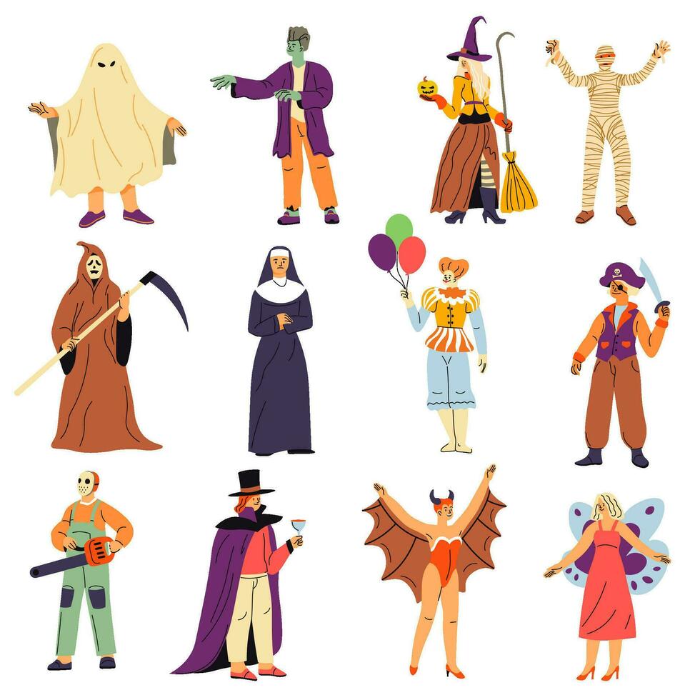 halloween kostuums en kleding partij vieren vector
