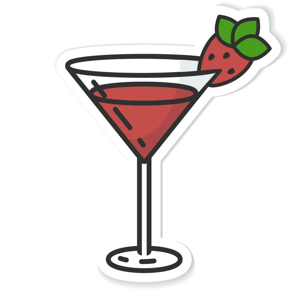 sticker glas van rietje daiquiri geïsoleerd vector