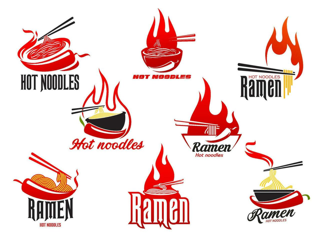 heet pittig ramen noedels, Japans keuken voedsel vector