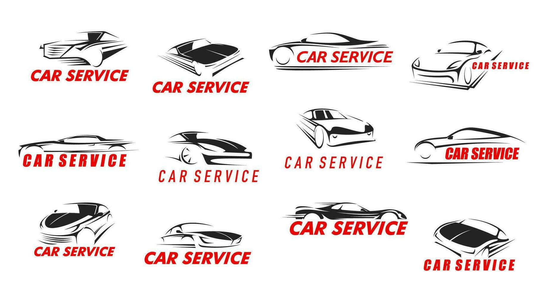 auto onderhoud pictogrammen, voertuig reparatie auto centrum vector