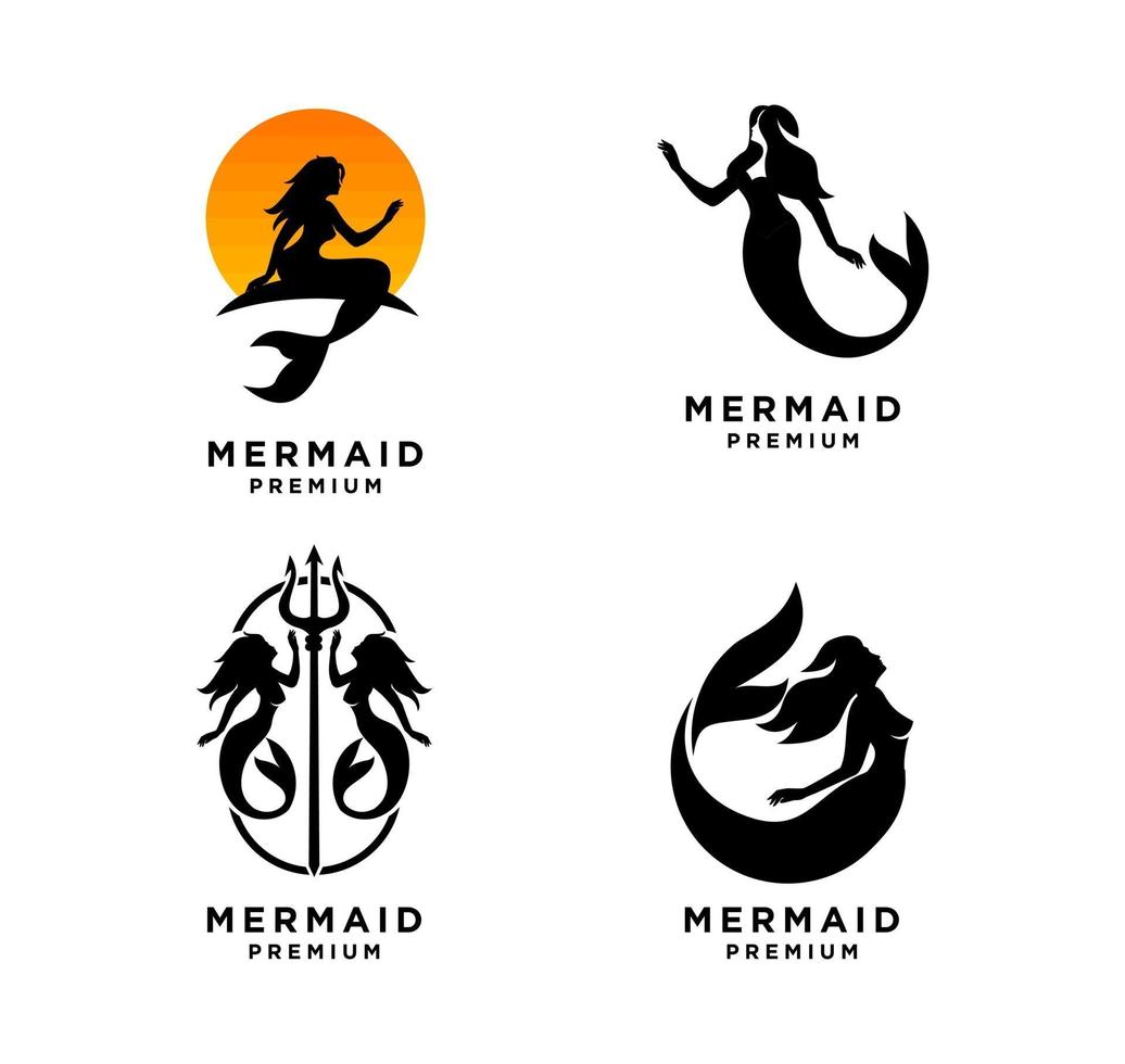 set collectie van zeemeermin logo pictogram ontwerp illustratie vector