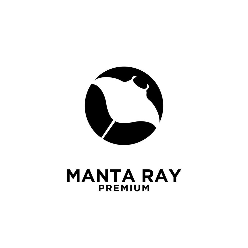premium manta ray vector zwart logo-ontwerp