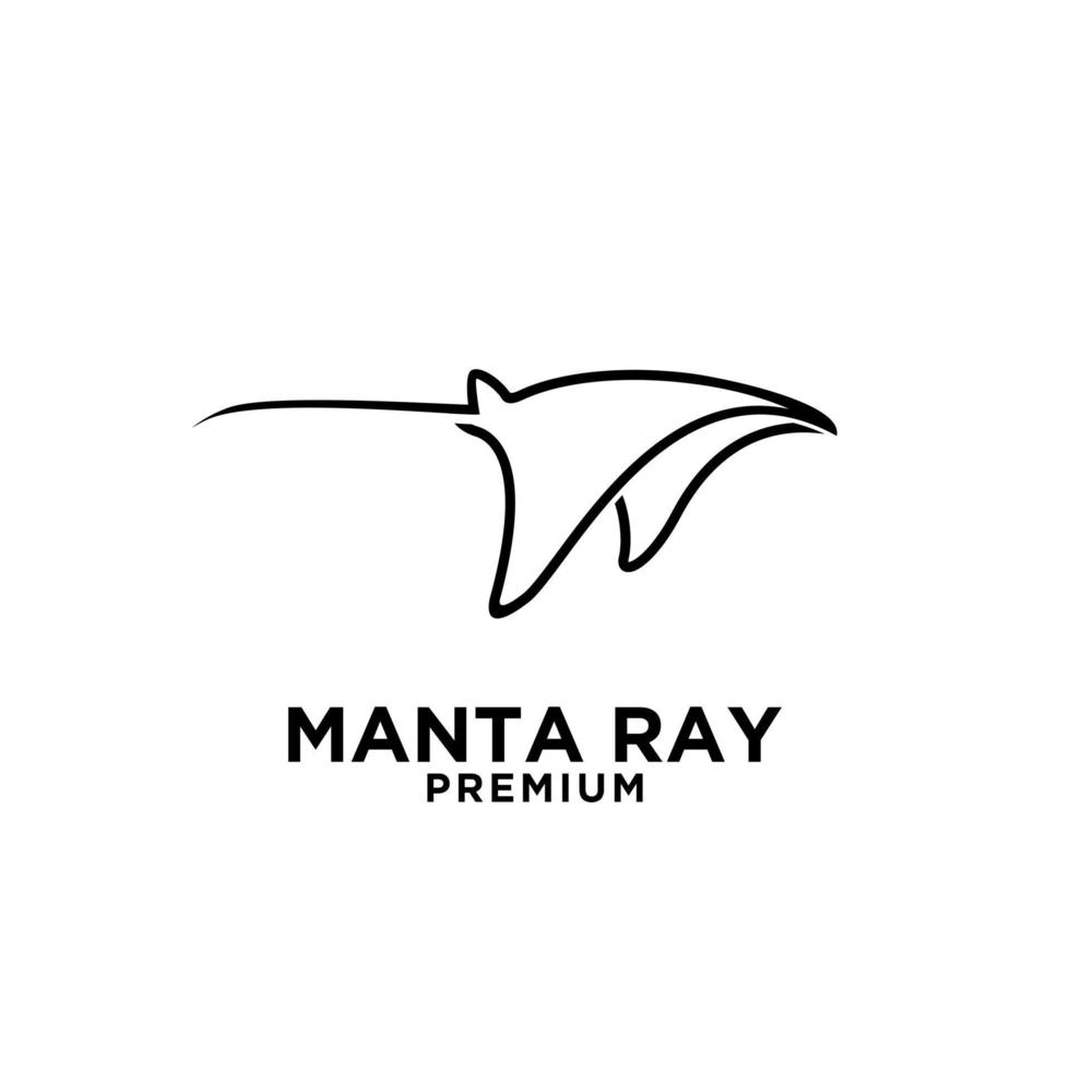 premium manta ray vector zwarte lijn logo ontwerp