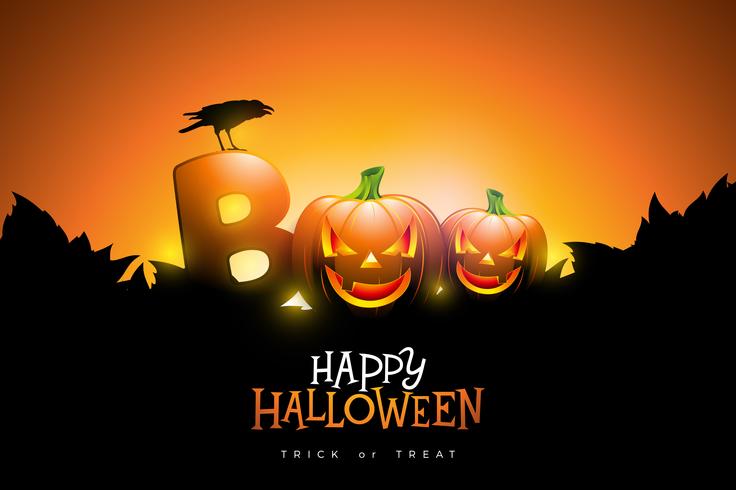 Boo, Happy Halloween-ontwerp vector