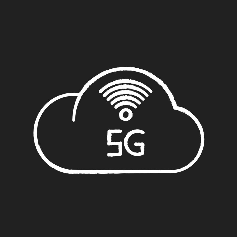 5g cloudservice krijt wit pictogram op zwarte achtergrond vector