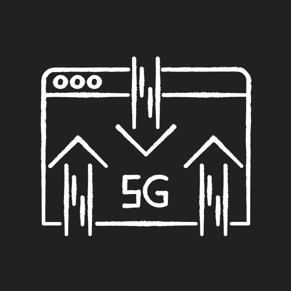 5g webbrowser krijt wit pictogram op zwarte achtergrond vector