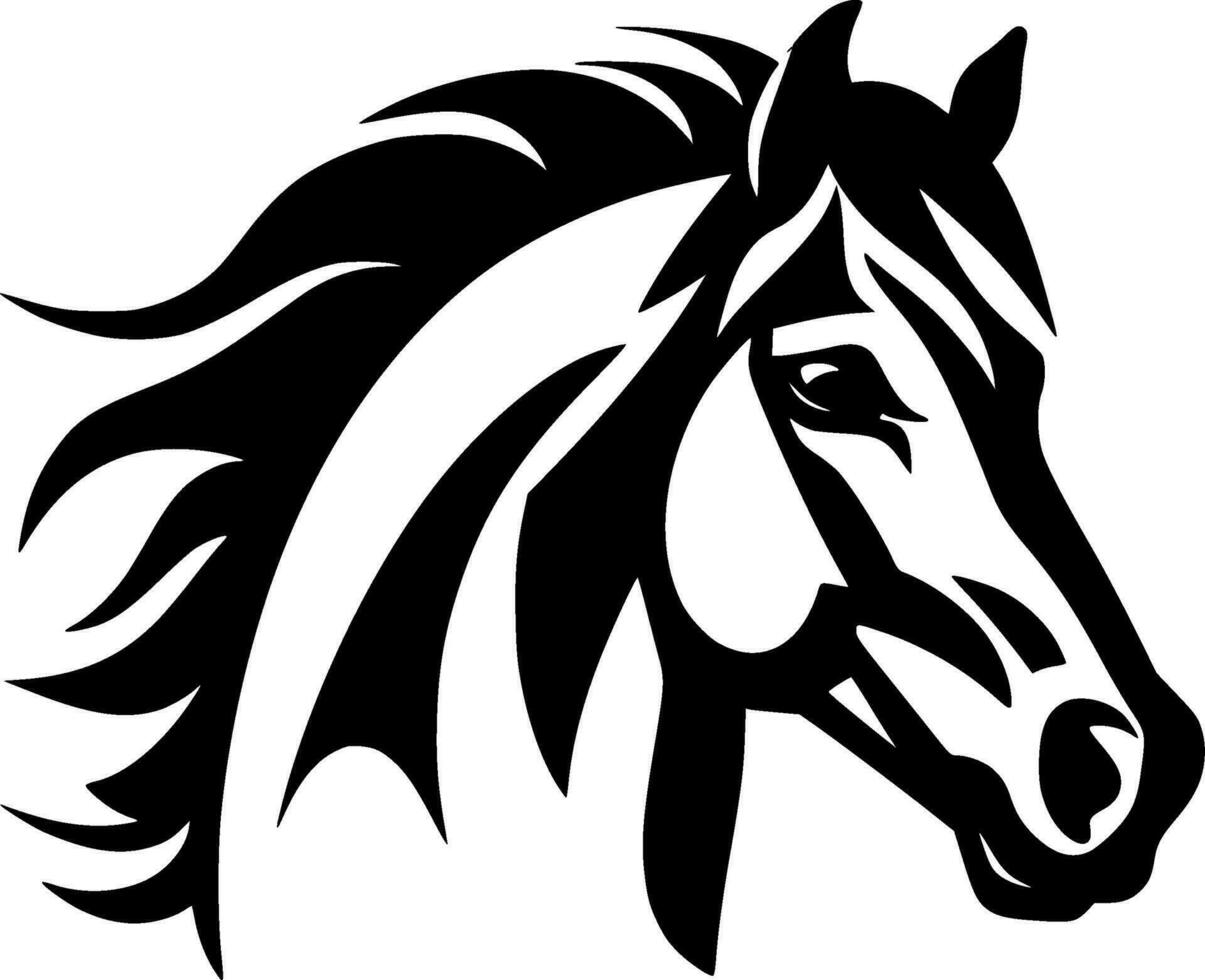 paard - zwart en wit geïsoleerd icoon - vector illustratie