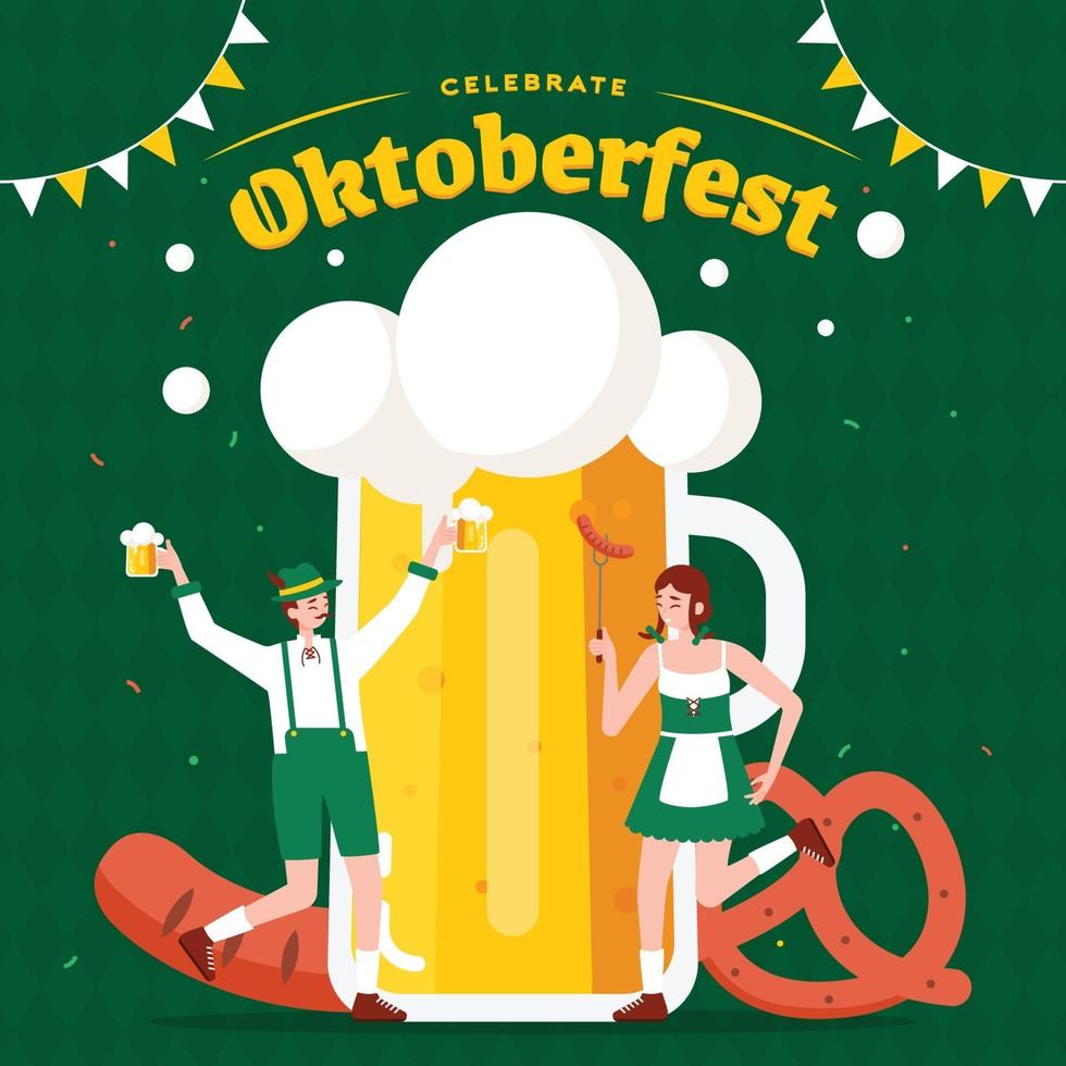 oktoberfest feest met groot glas bier vector