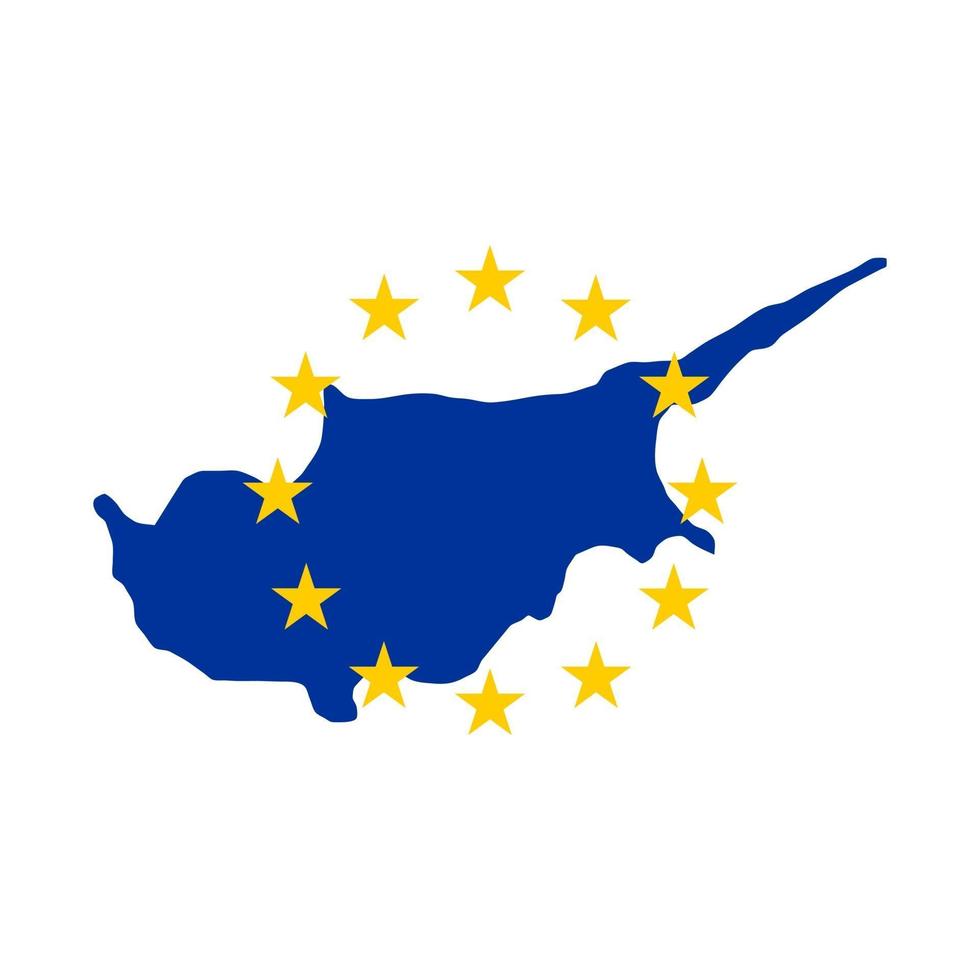 kaart van cyprus met de vlag van de europese unie geïsoleerd op een witte achtergrond. vector